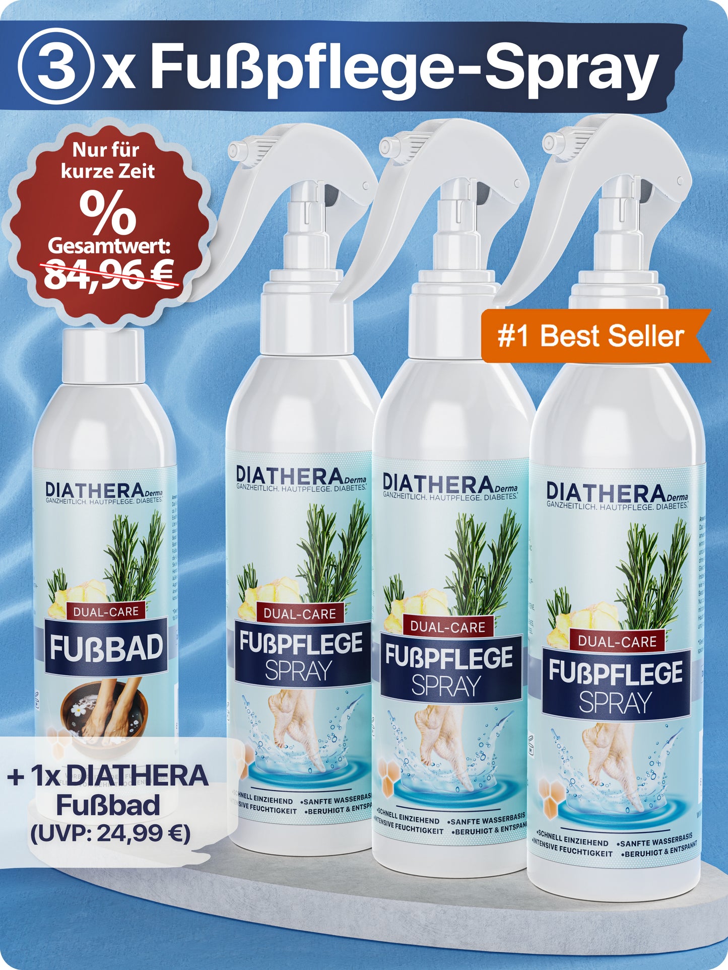 Dual-Care Fußspray auf Wasserbasis!