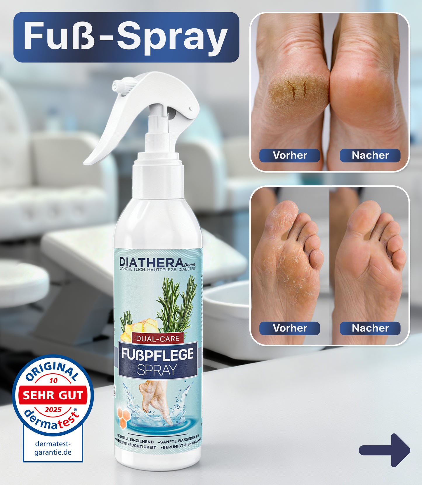 Dual-Care Fußspray auf Wasserbasis