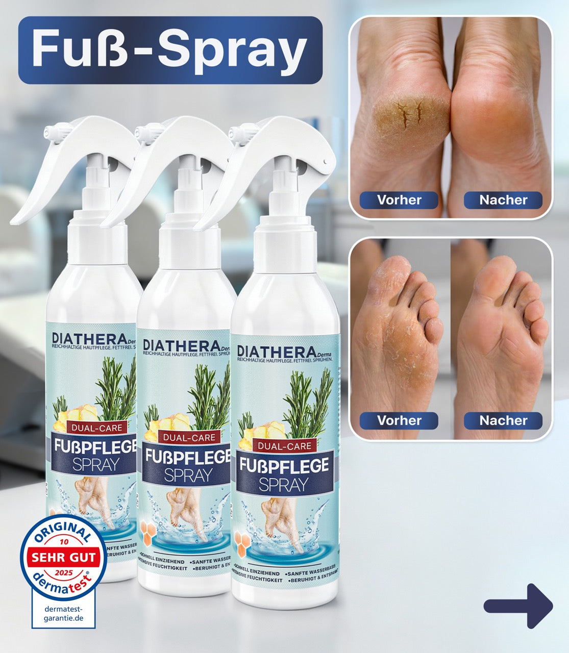 Dual-Care Fußspray auf Wasserbasis